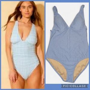 Shade & Shore Puckered Zig Zag Swimsuit (NWOT)